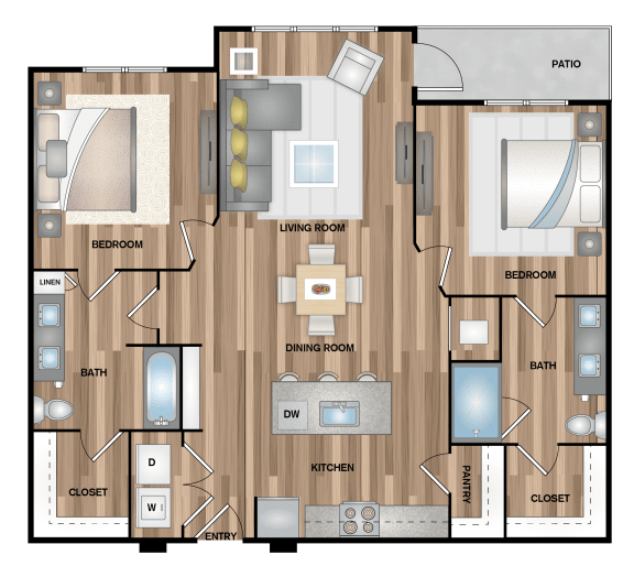 a drawing of a floor plan with bedrooms and baths