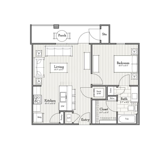 One Bedroom, One Bath