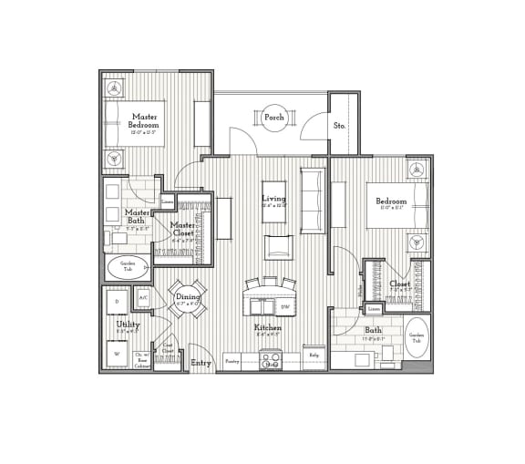 Two Bedroom, Two Bath