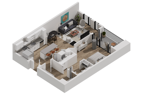 52 TEN A4 Floorplan, 1 bed 1 bath