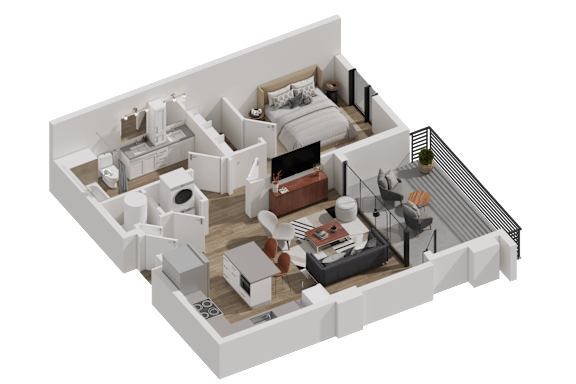52 TEN A5 Floorplan, 1 bed 1 bath