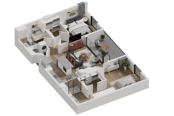 52 TEN B1 Floorplan, 2 bed 2 bath