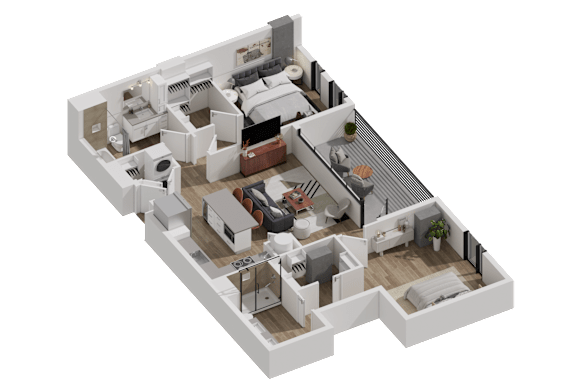 52 TEN B2 Floorplan, 2 bed 2 bath