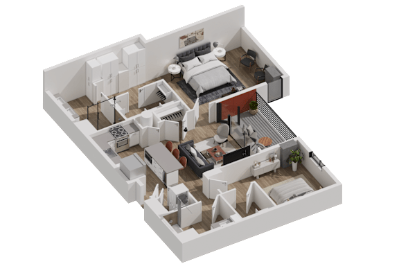 52 TEN B4 Floorplan, 2 bed 2 bath