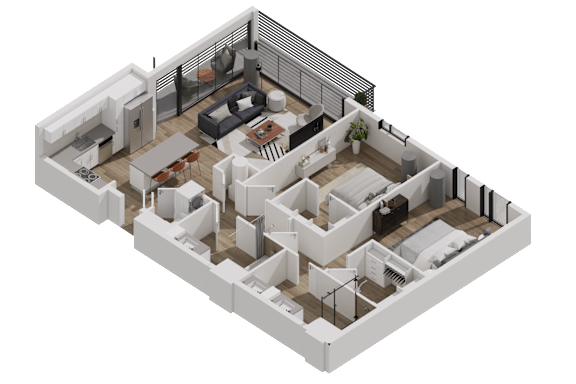 52 TEN B5 Floorplan, 2 bed 2 bath