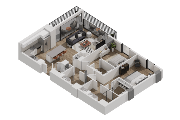 52 TEN B6 Floorplan, 2 bed 2 bath