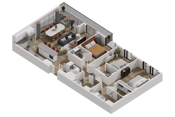 52 TEN C1 Floorplan, 3 bed 2 bath