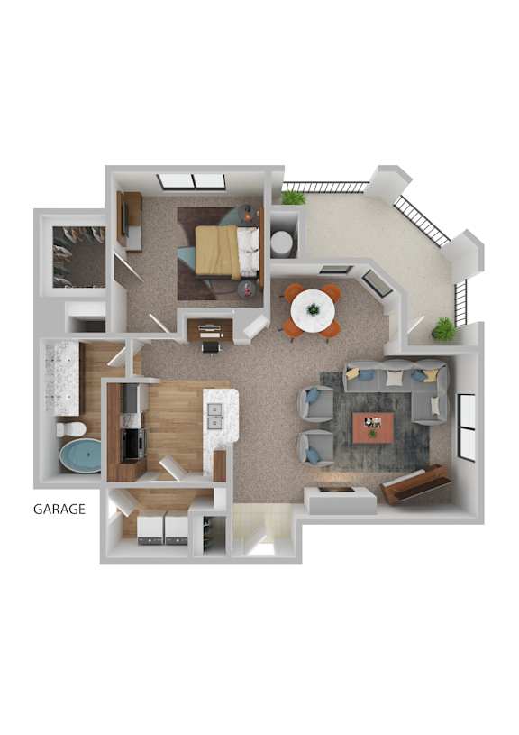 A floor plan of a house with a labeled garage.