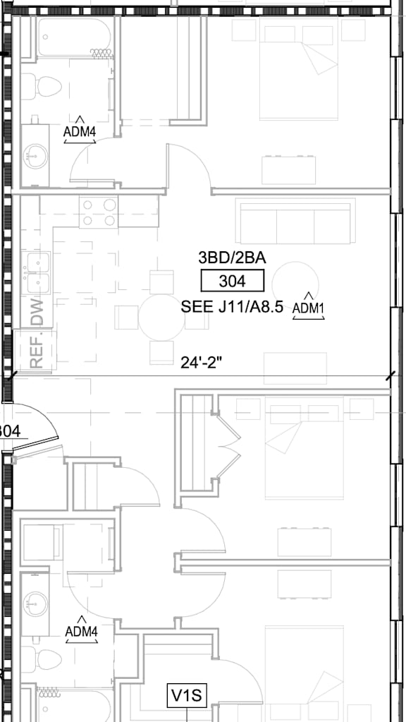A floor plan of a building with labeled rooms and dimensions.