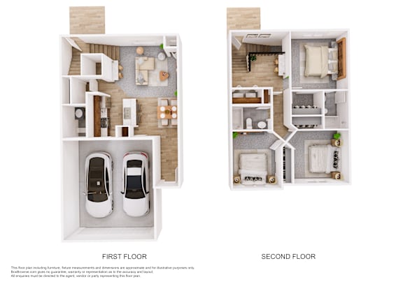 A diagram shows the layout of a two-story apartment.