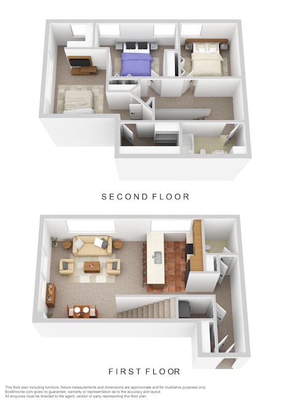 A diagram shows the layout of a one and two bedroom apartment.