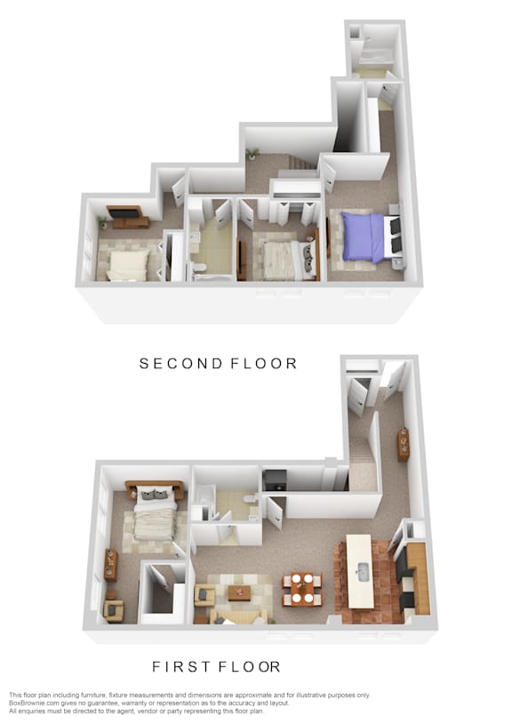 A diagram shows the layout of a two-story apartment.