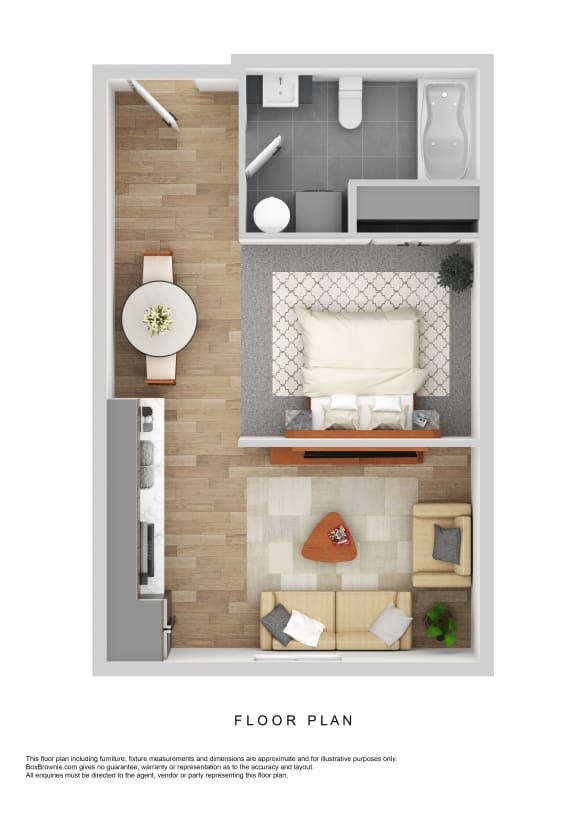 a sq ft floor plan with a bedroom and a living room