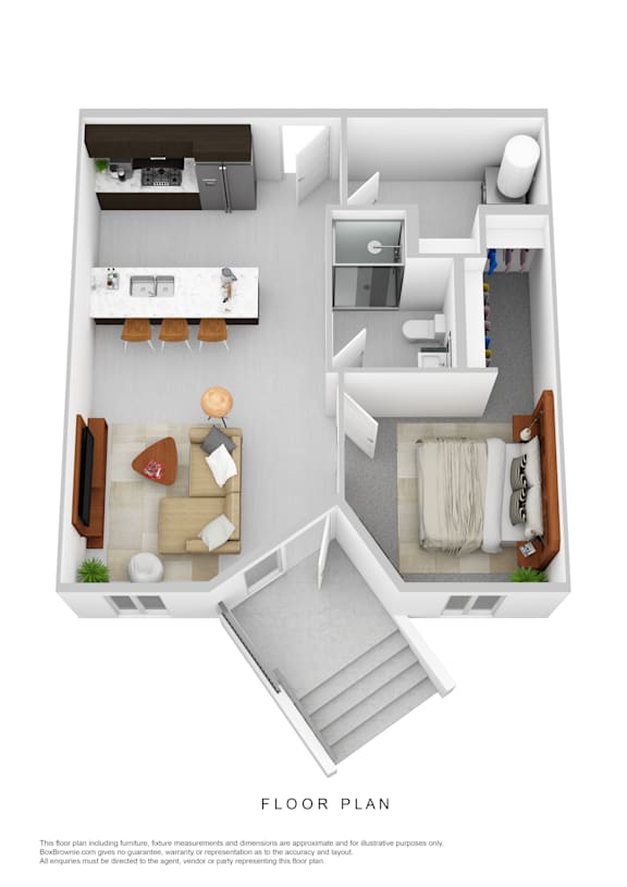 A floor plan of a house with a kitchen, living room, and bedrooms.