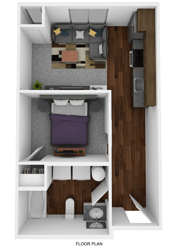 a floor plan of a room with a bedroom and a living room