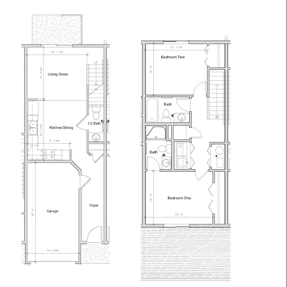 Floor Plan  A floor plan of a two bedroom apartment with a garage.