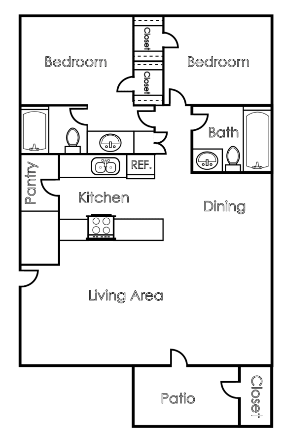  Floor Plan 2 Bed 2 Bath