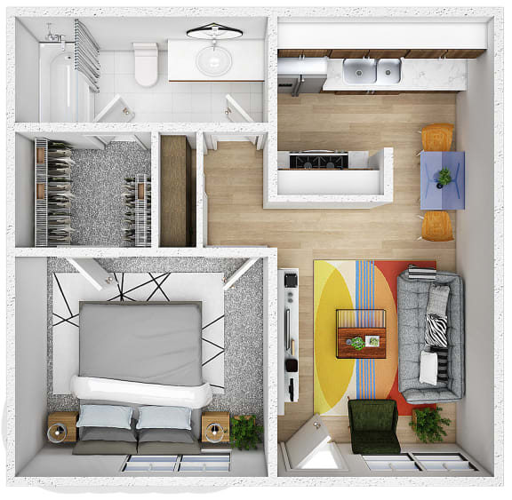 Floor Plan  an exploded floor plan of a small apartment