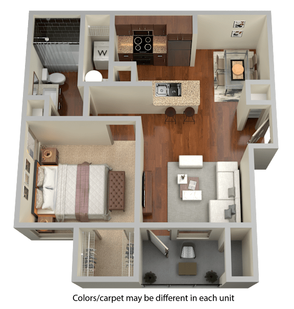 A1 - 1 Bed 1 Bath Floor Plan at Stone Lake, Grand Prairie, TX, 75050