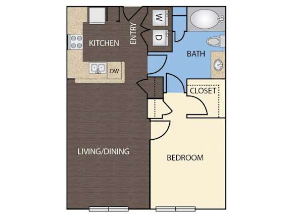 A1 - 1 Bed 1 Bath Floor Plan at Republic at Alamo Heights, Texas