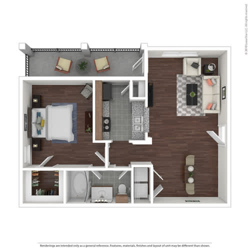 Floor Plan  1 bed 1 bath A at Rosemary Apartments, Conroe, Texas