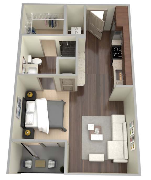 Studio 1 bath A1-A Floor Plan at Aviator West 7th, Fort Worth, Texas