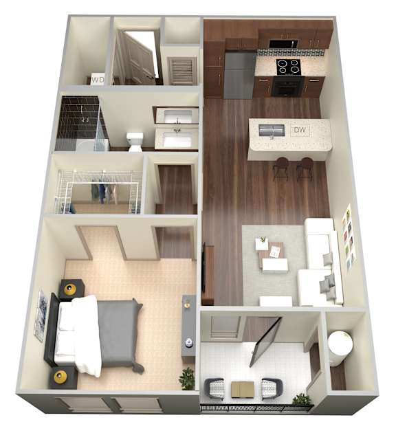 1 bed 1 bath C at Aviator West 7th Apartments , Fort Worth, Texas