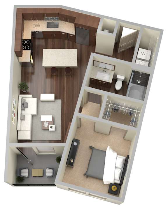 1 bed 1 bath D at Aviator West 7th Apartments , Fort Worth