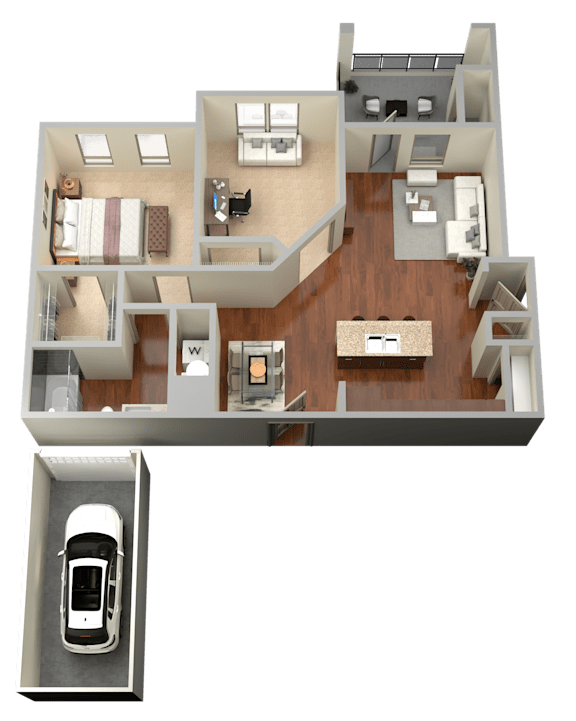 B1 - 1 Bed 1 Bath Floor Plan at Stone Lake, Grand Prairie