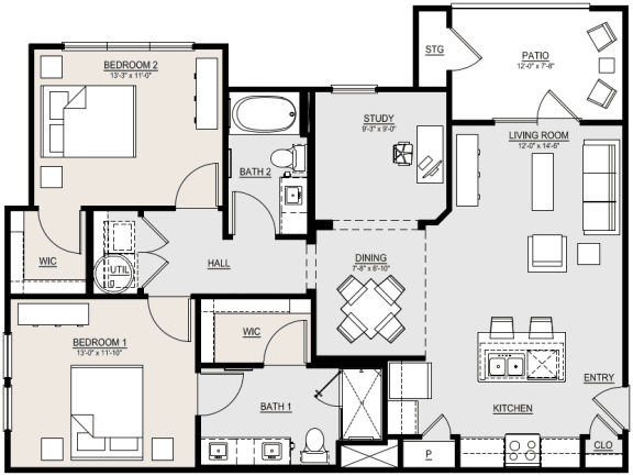 B4 Floor Plan at McCarty Commons, San Marcos, 78666