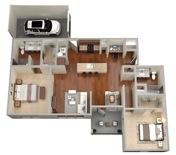 B4 - 2 Bed 2 Bath Floor Plan at Stone Lake, Grand Prairie, 75050