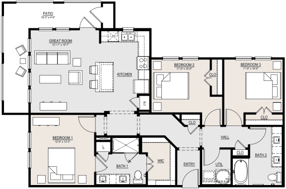 C1 Floor Plan at McCarty Commons, San Marcos, Texas