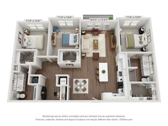 Floor Plan  C1 floor plan at Kessler, Fort Worth, 76137