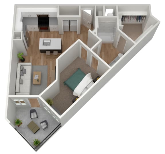 Floor Plan  1 bedroom 1 bath E at Birdie on Woodland Greens, Austin, 78726