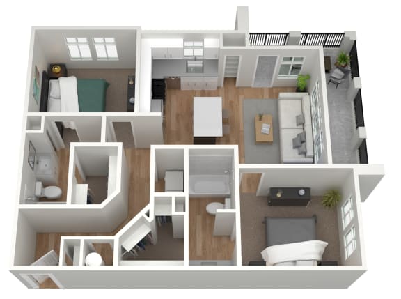 Floor Plan  2 bedroom 2 bath at Birdie on Woodland Greens, Austin