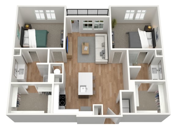 Floor Plan  2 bedroom 2 bath I at Birdie on Woodland Greens, Texas 78726