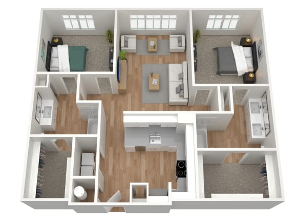 Floor Plan  2 bedroom 2 bath L at Birdie on Woodland Greens, Austin, Texas