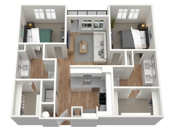 Floor Plan  2 bedroom 2 bath B at Birdie on Woodland Greens, Texas