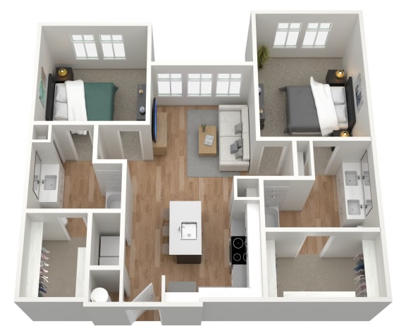 Floor Plan  2 bedroom 2 bath F at Birdie on Woodland Greens, Austin