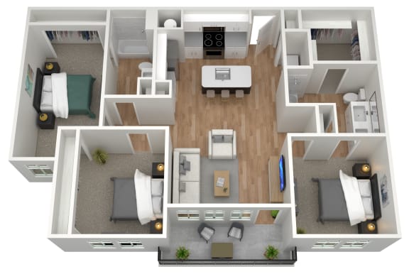 Floor Plan  3 bedroom 2 bath at Birdie on Woodland Greens, Texas 78726
