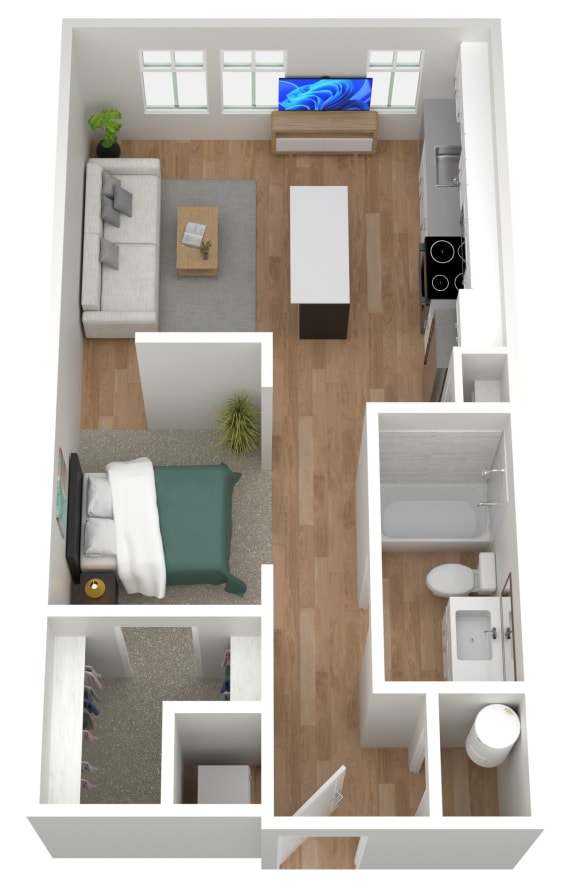 Floor Plan  Studio 1 bath at Birdie on Woodland Greens, Austin, 78726