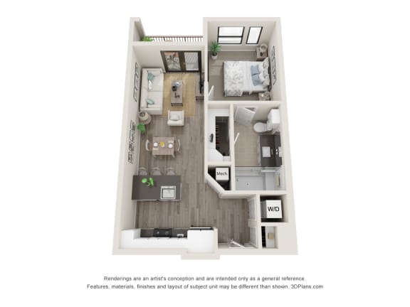 A1A Floor Plan at Durham Heights, Houston