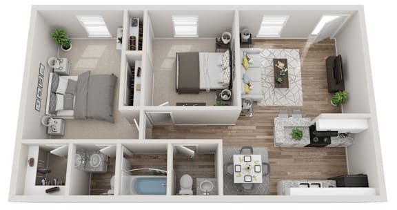 Evergreenb Floor Plan at Hackberry Ranch Apartments, Texas
