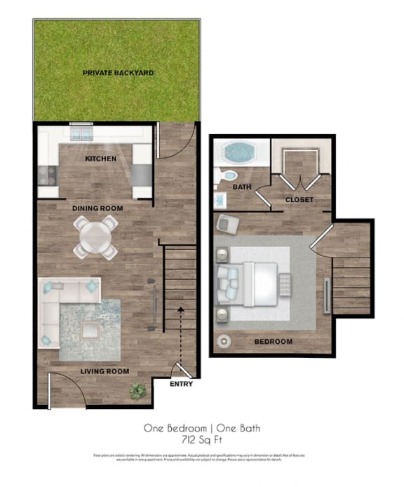one bedroom one bath B at Ivy Plains at Brooks Apartments, San Antonio
