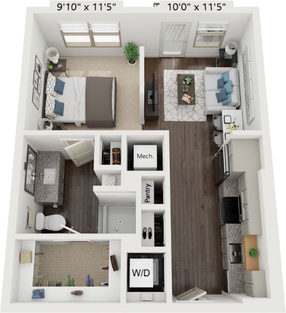 S1 Studio Floorplan at Park Hill, Dallas