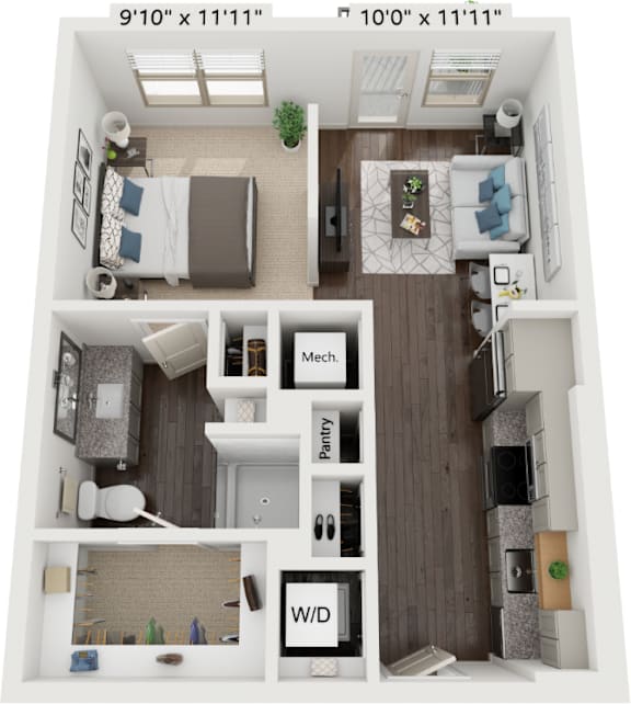 S2 Studio Floorplan at Park Hill, Dallas, Texas