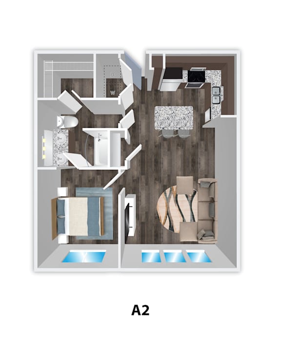 Floor Plan  A 2 floor apartment with a living room, dining room, kitchen, and bathrooms.