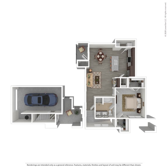 1 bed 1 bath A5 Floor Plan at Seville at Clay Crossing, Katy, Texas