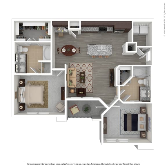 2 bed 2 bath B1 Floor Plan at Seville at Clay Crossing, Texas, 77449