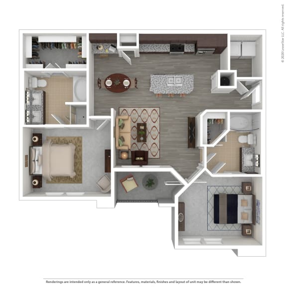 2 bed 2 bath B2 Floor Plan at Seville at Clay Crossing, Texas